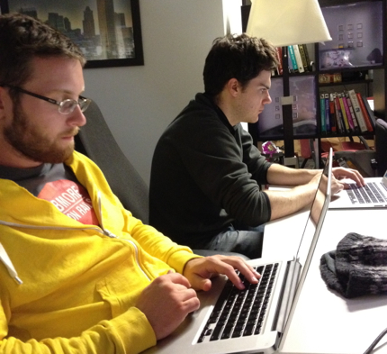 Chris and Sam hacking on something awesome